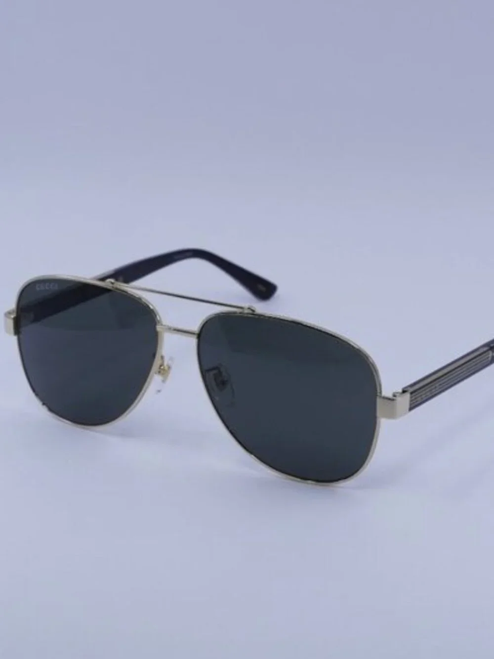 Gucci GG0528S 006 Sunglasses Gold Aviator Frame, Grey Lenses